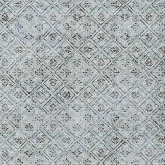 Silver And Brown Geometric Washable Indoor Outdoor Area Rug Photo 4