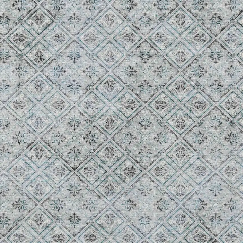 Silver And Brown Geometric Washable Indoor Outdoor Area Rug Photo 5
