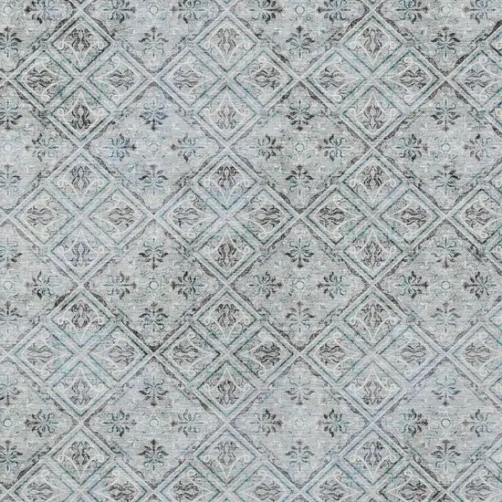Silver And Brown Geometric Washable Indoor Outdoor Area Rug Photo 5