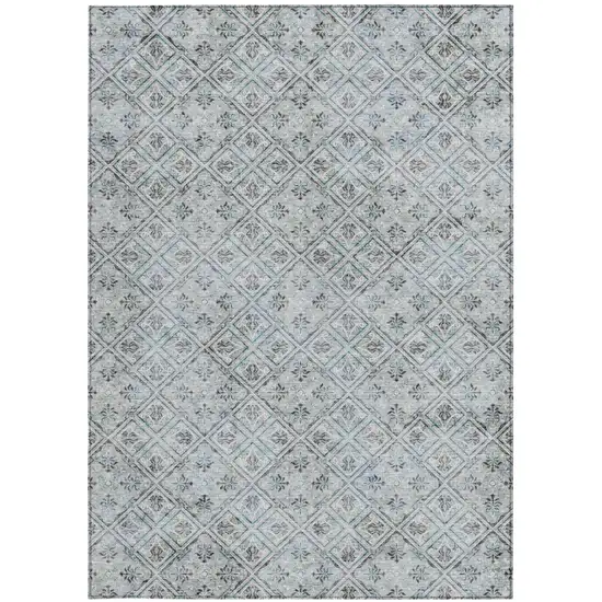 Silver And Brown Geometric Washable Indoor Outdoor Area Rug Photo 3