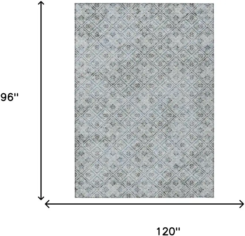 Silver And Brown Geometric Washable Indoor Outdoor Area Rug Photo 8
