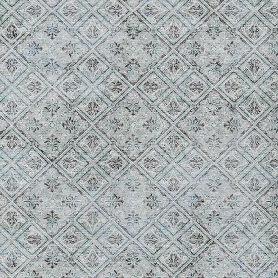 Silver And Brown Geometric Washable Indoor Outdoor Area Rug Photo 5