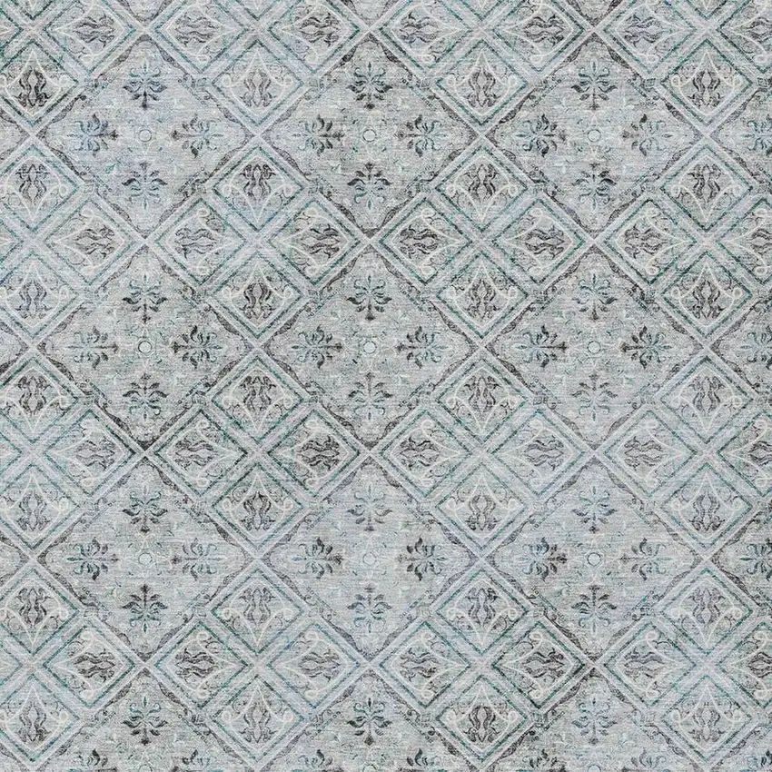 Silver And Brown Geometric Washable Indoor Outdoor Area Rug Photo 5