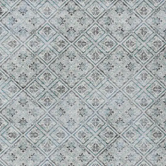 Silver And Brown Geometric Washable Indoor Outdoor Area Rug Photo 3