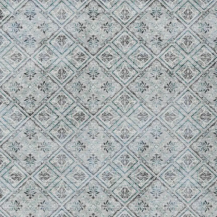 Silver And Brown Geometric Washable Indoor Outdoor Area Rug Photo 3
