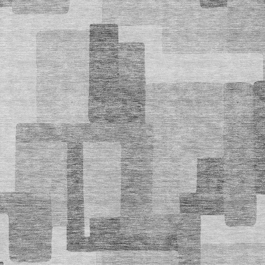 Silver And Charcoal Abstract Washable Indoor Outdoor Area Rug Photo 3