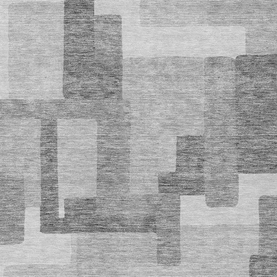 Silver And Charcoal Abstract Washable Indoor Outdoor Area Rug Photo 4