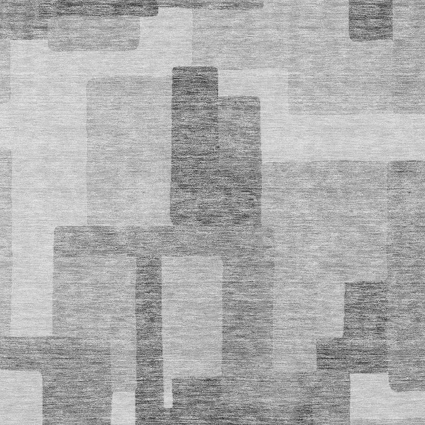 Silver And Charcoal Abstract Washable Indoor Outdoor Area Rug Photo 5