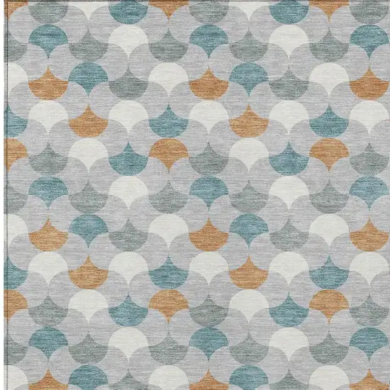 Silver And Copper Geometric Washable Indoor Outdoor Area Rug Photo 3