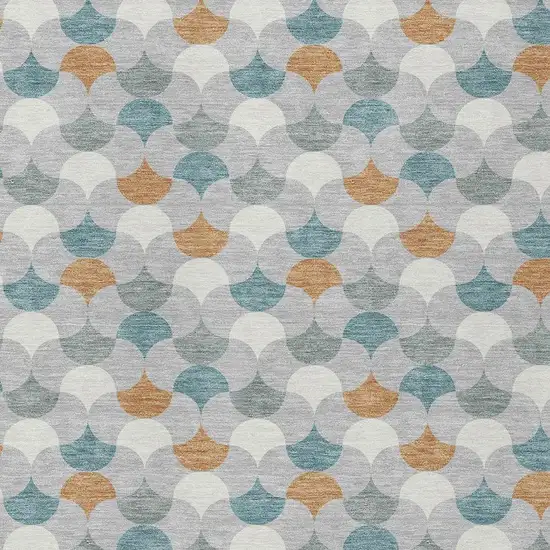 Silver And Copper Geometric Washable Indoor Outdoor Area Rug Photo 3