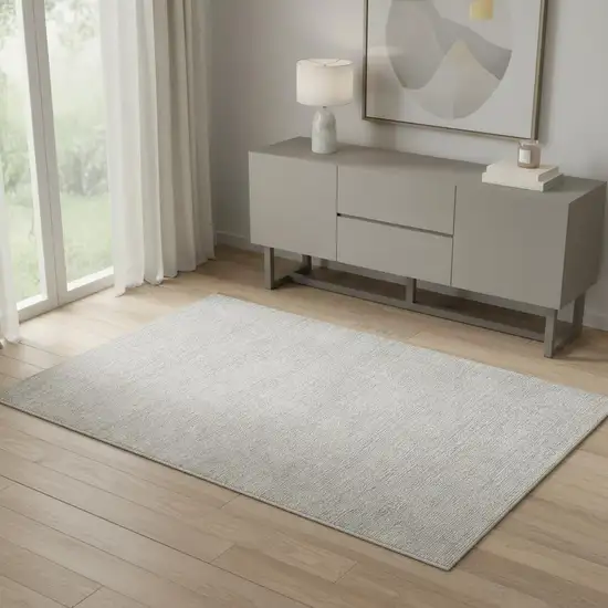 Silver And Cream Abstract Area Rug Photo 2