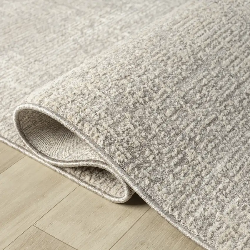 Silver And Cream Abstract Square Rug Photo 8