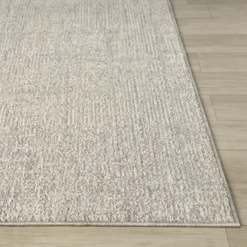 Silver And Cream Abstract Square Rug Photo 9