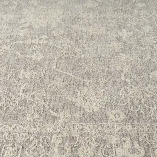 Silver And Cream Floral Square Rug Photo 9