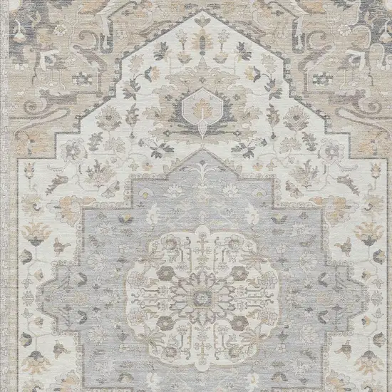 Silver And Fern Green Oriental Washable Indoor Outdoor Area Rug Photo 3
