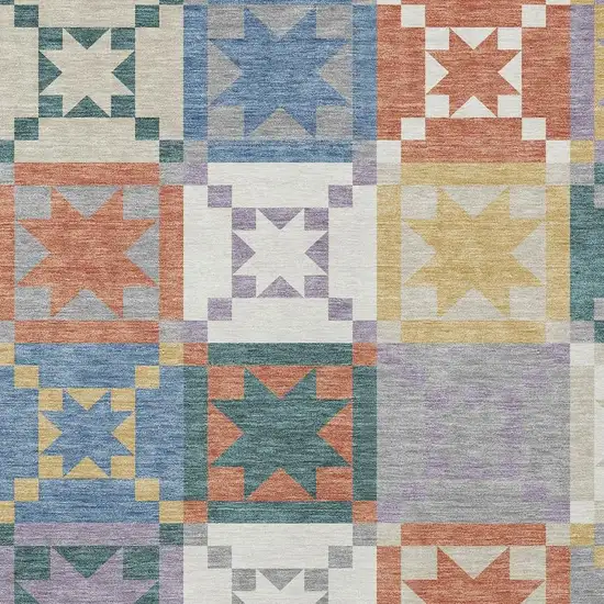 Silver And Gold Patchwork Washable Indoor Outdoor Area Rug Photo 2