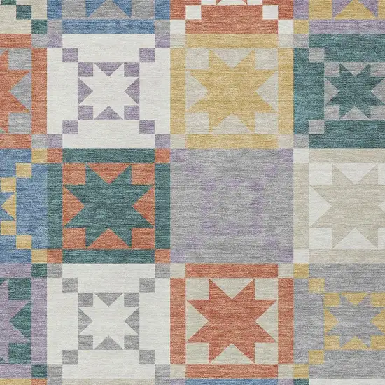 Silver And Gold Patchwork Washable Indoor Outdoor Area Rug Photo 2