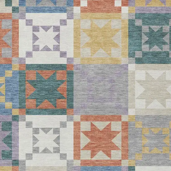 Silver And Gold Patchwork Washable Indoor Outdoor Area Rug Photo 2