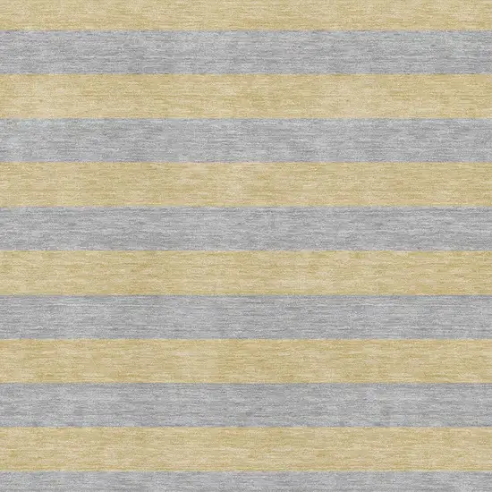 Silver And Gold Striped Washable Area Rug With UV Protection Photo 4