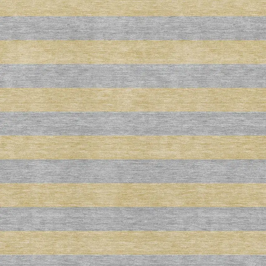 Silver And Gold Striped Washable Area Rug With UV Protection Photo 4