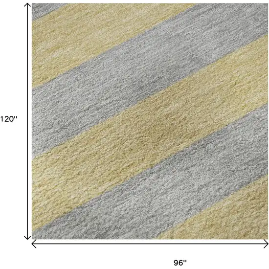 Silver And Gold Striped Washable Area Rug With UV Protection Photo 9