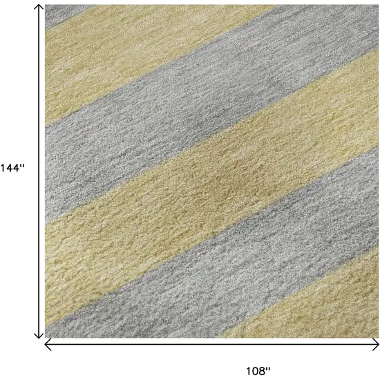 Silver And Gold Striped Washable Area Rug With UV Protection Photo 9