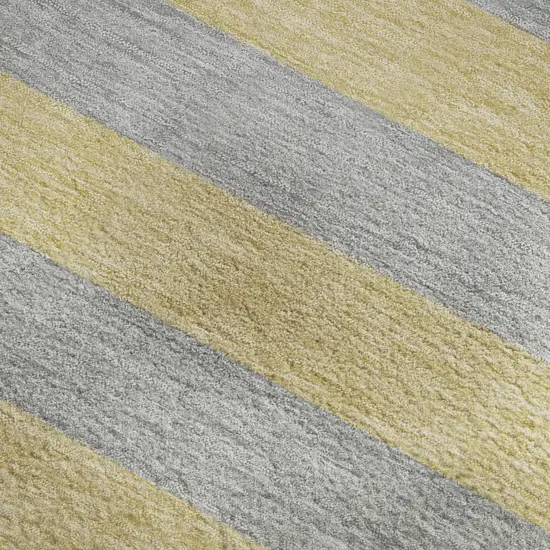 Silver And Gold Striped Washable Area Rug With UV Protection Photo 3
