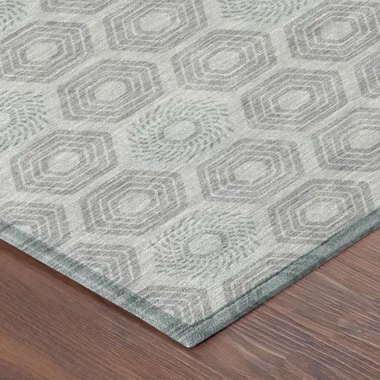 Silver And Granite Gray Geometric Washable Indoor Outdoor Area Rug Photo 5
