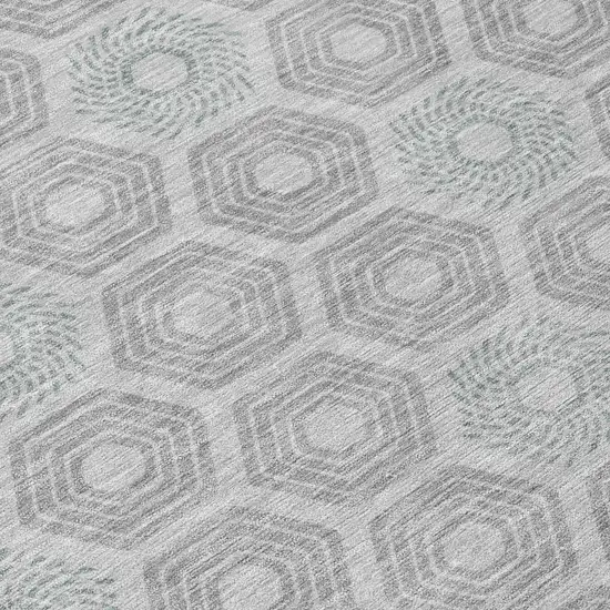 Silver And Granite Gray Geometric Washable Indoor Outdoor Area Rug Photo 6