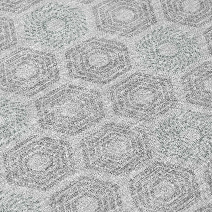 Silver And Granite Gray Geometric Washable Indoor Outdoor Area Rug Photo 6