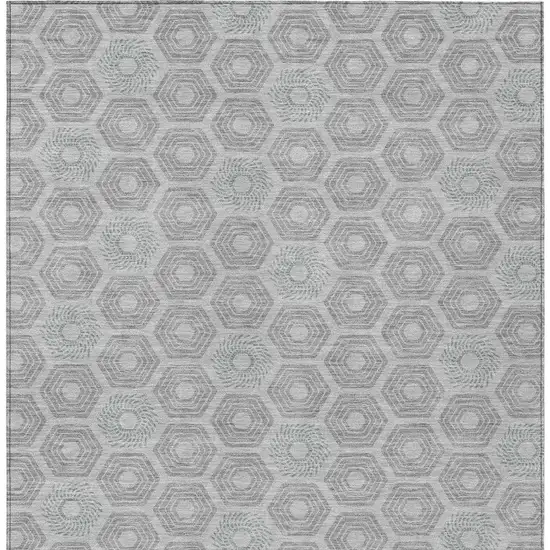 Silver And Granite Gray Geometric Washable Indoor Outdoor Area Rug Photo 4