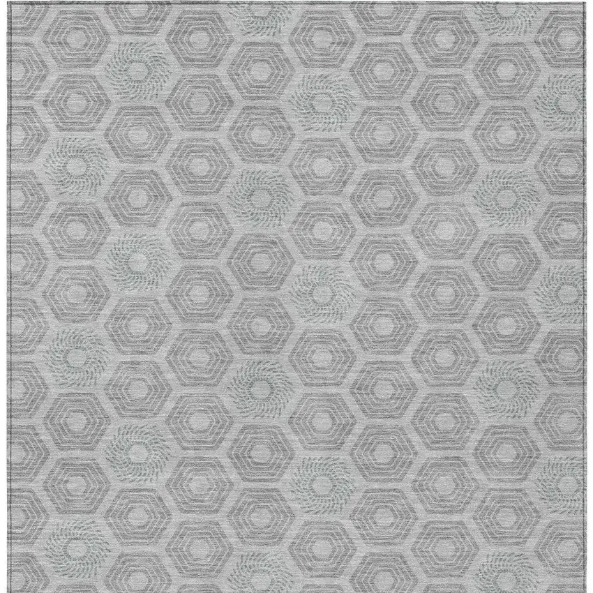 Silver And Granite Gray Geometric Washable Indoor Outdoor Area Rug Photo 4