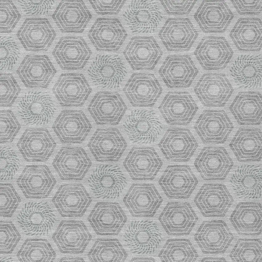 Silver And Granite Gray Geometric Washable Indoor Outdoor Area Rug Photo 3
