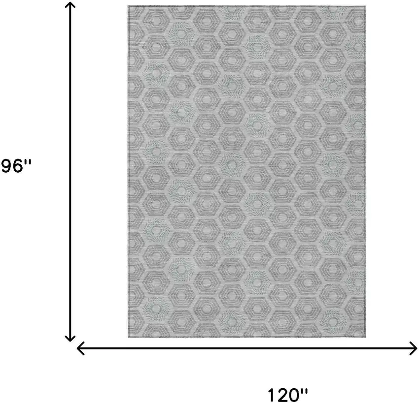 Silver And Granite Gray Geometric Washable Indoor Outdoor Area Rug Photo 7