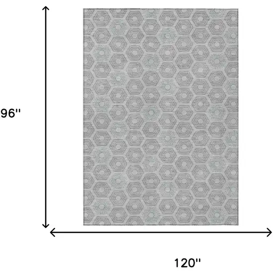 Silver And Granite Gray Geometric Washable Indoor Outdoor Area Rug Photo 7