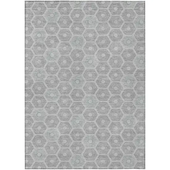 Silver And Granite Gray Geometric Washable Indoor Outdoor Area Rug Photo 2