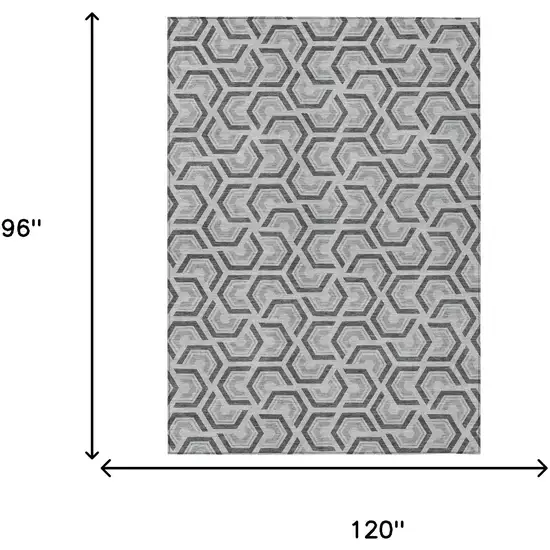 Silver And Graphite Geometric Washable Indoor Outdoor Area Rug Photo 9