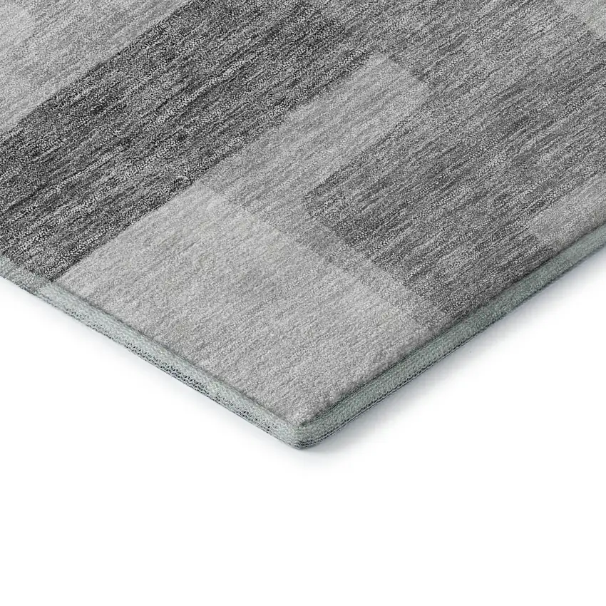 Silver And Gray Abstract Geometric Washable Area Rug With UV Protection Photo 8