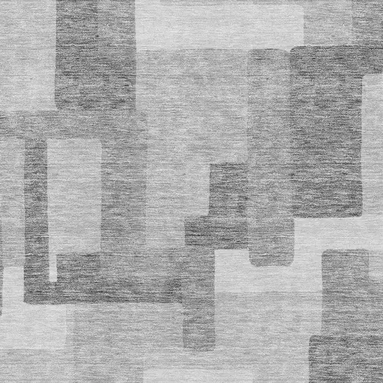 Silver And Gray Abstract Geometric Washable Area Rug With UV Protection Photo 3