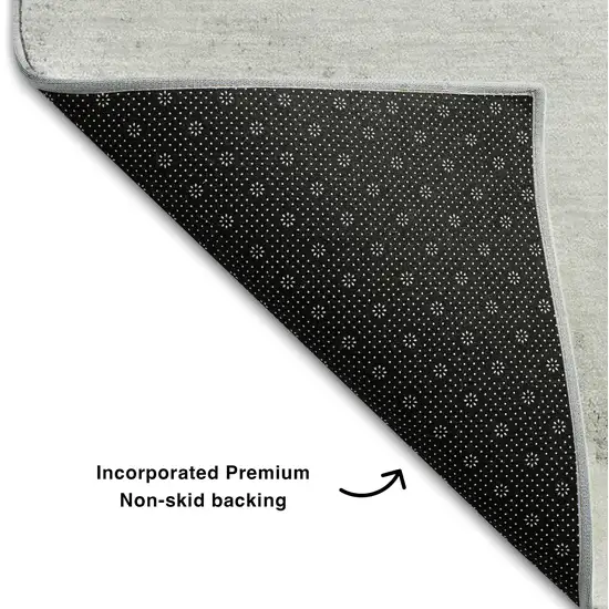 Silver And Gray Abstract Washable Area Rug With UV Protection Photo 8