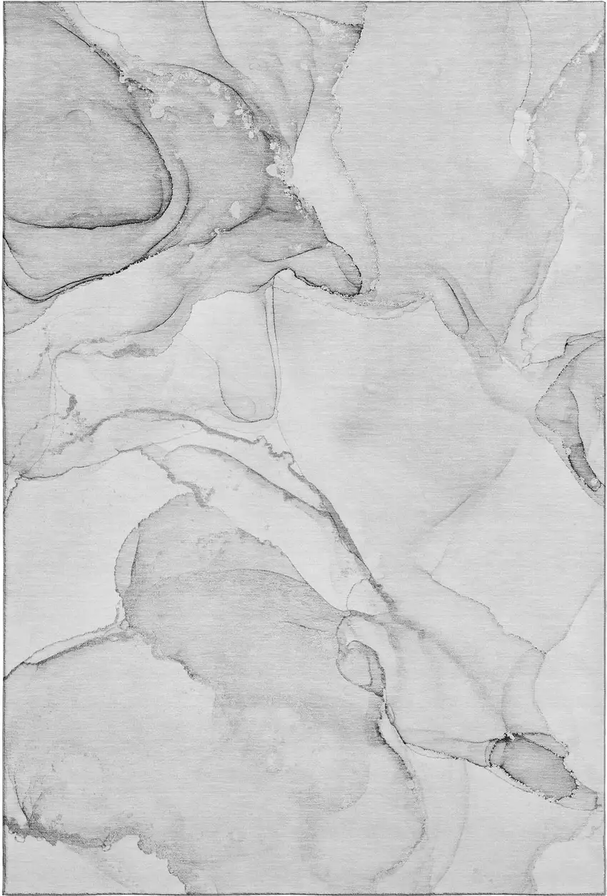 Silver And Gray Abstract Washable Area Rug With UV Protection Photo 2