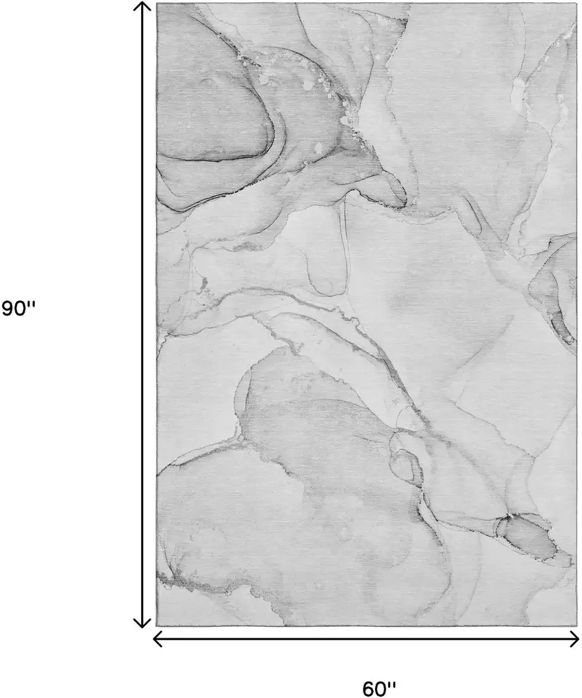 Silver And Gray Abstract Washable Area Rug With UV Protection Photo 3