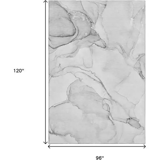 Silver And Gray Abstract Washable Area Rug With UV Protection Photo 6