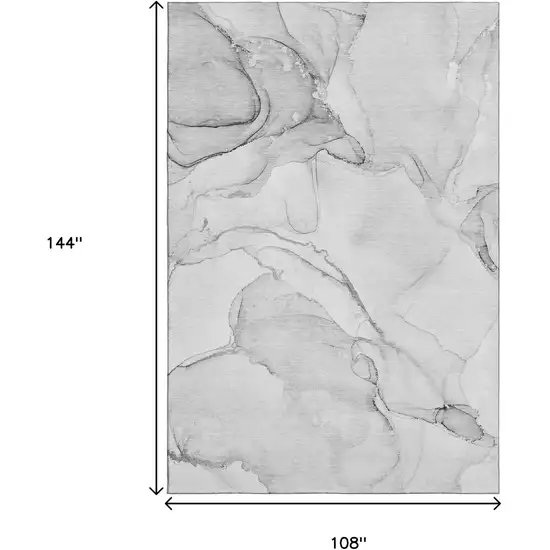 Silver And Gray Abstract Washable Area Rug With UV Protection Photo 8