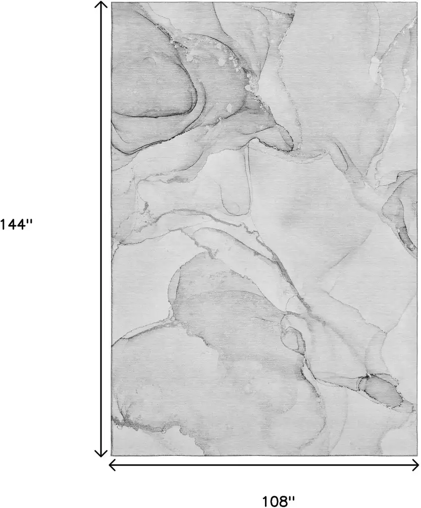 Silver And Gray Abstract Washable Area Rug With UV Protection Photo 8