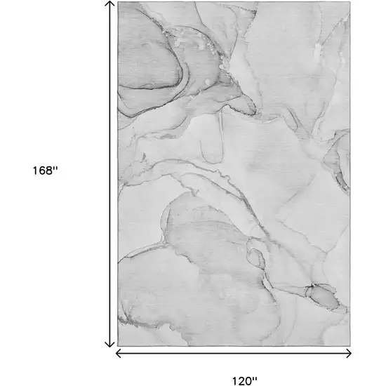 Silver And Gray Abstract Washable Area Rug With UV Protection Photo 8