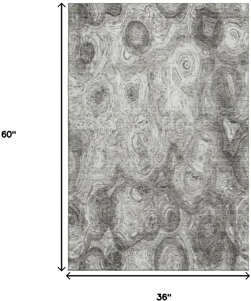 Silver And Gray Abstract Washable Area Rug With UV Protection Photo 9