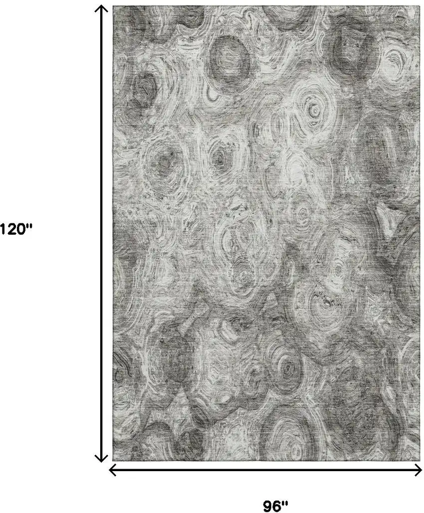 Silver And Gray Abstract Washable Area Rug With UV Protection Photo 9