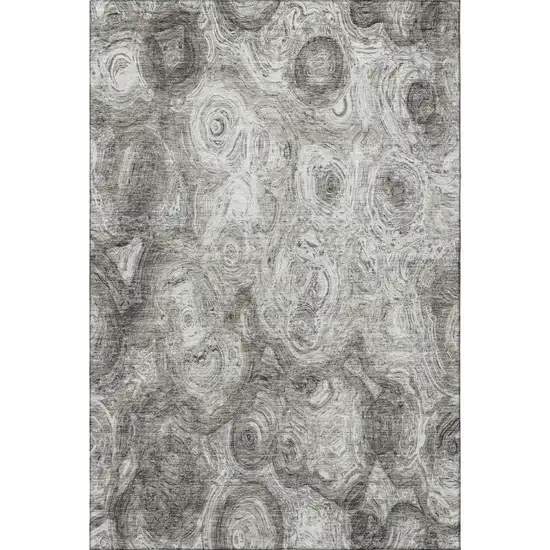 Silver And Gray Abstract Washable Area Rug With UV Protection Photo 3