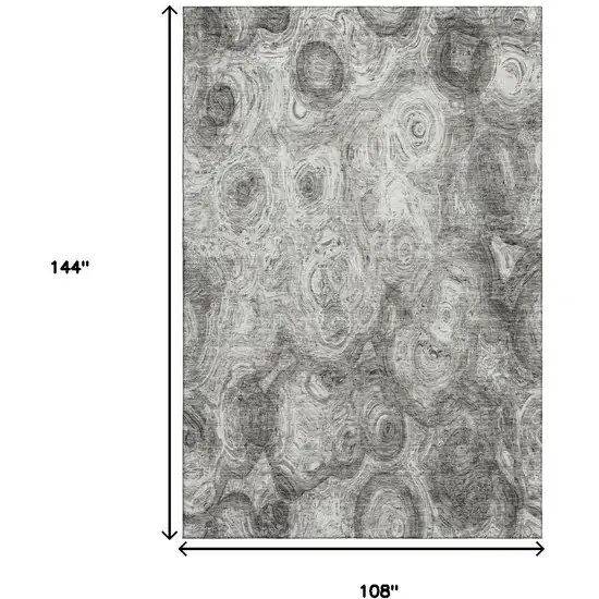 Silver And Gray Abstract Washable Area Rug With UV Protection Photo 3